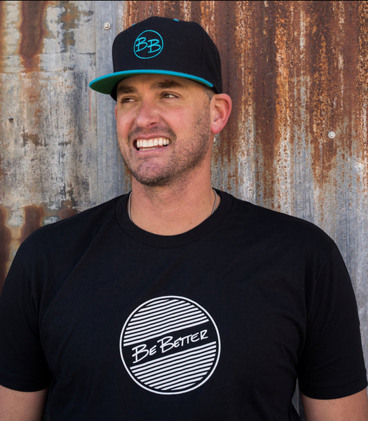 Flat Bill Snap Back Hat - Black/Teal