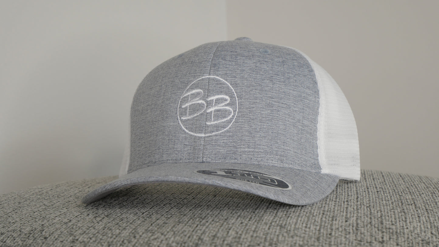 Mesh Back Trucker Hat - Silver/White