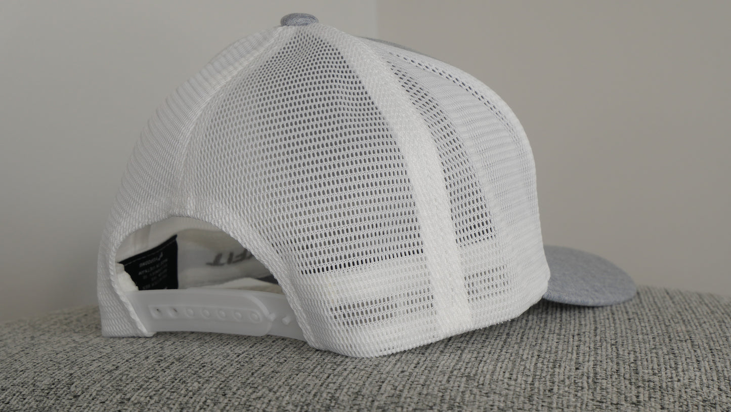 Mesh Back Trucker Hat - Silver/White